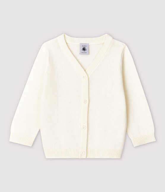 Cardigan in tricot jersey cotone/lino bebè maschio bianco MARSHMALLOW
