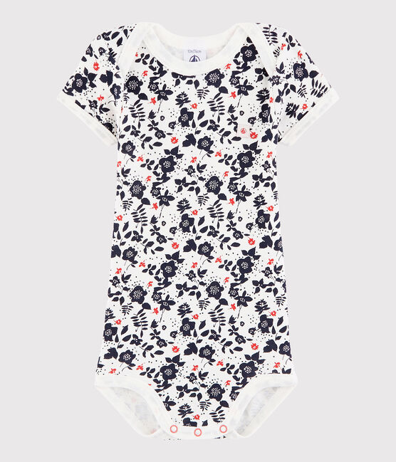 Body manica corta bebè femmina bianco MARSHMALLOW/bianco MULTICO