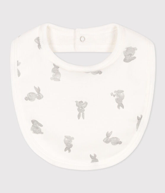 Bavaglino singolo in cotone bianco MARSHMALLOW/grigio SOURICEAU