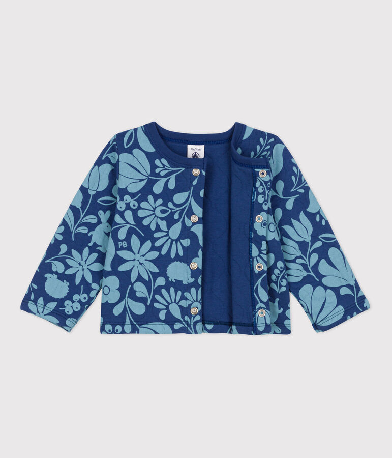 Cardigan beb&egrave; con stampa in tubique trapuntato blu/blu