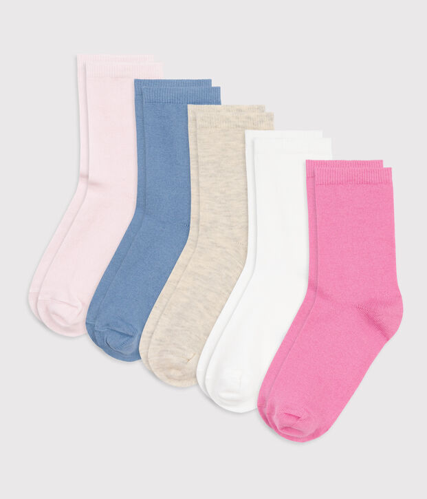 5 paia di calzini in cotone tinta unita bambino multicolore