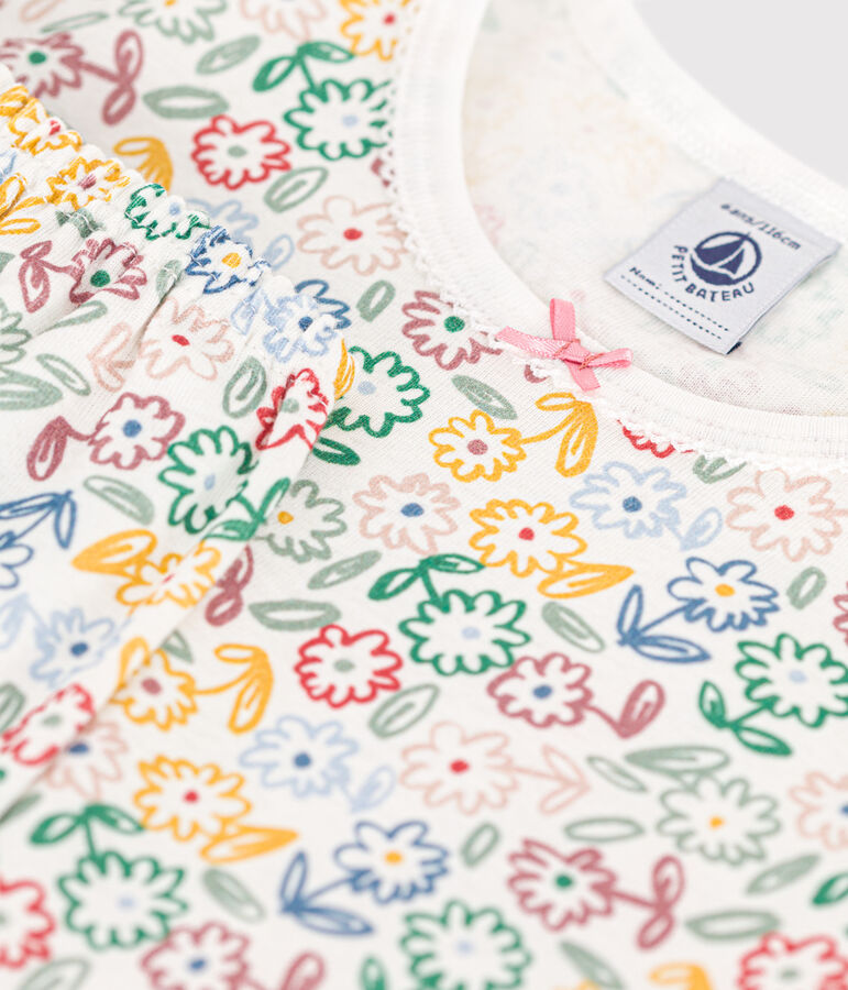 Pigiama in cotone con stampa a fiori bambino bianco/multicolore
