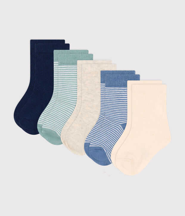 5 paia di calzini in cotone millerighe neonato multicolore