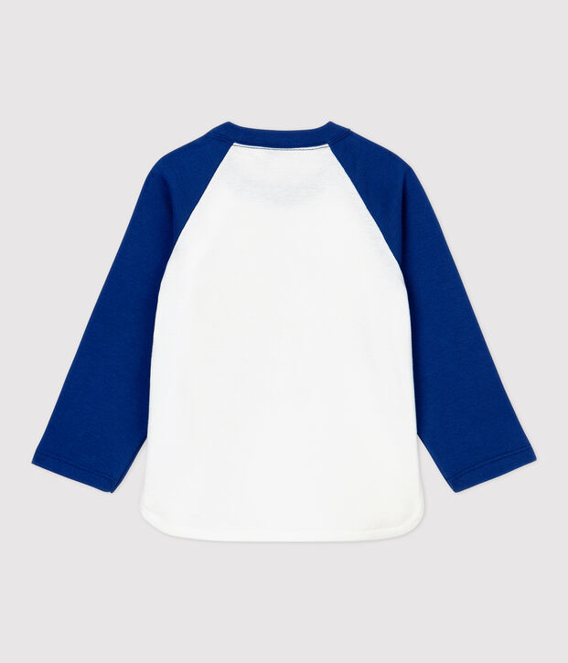 T-shirt in cotone beb&egrave;. bianco/blu