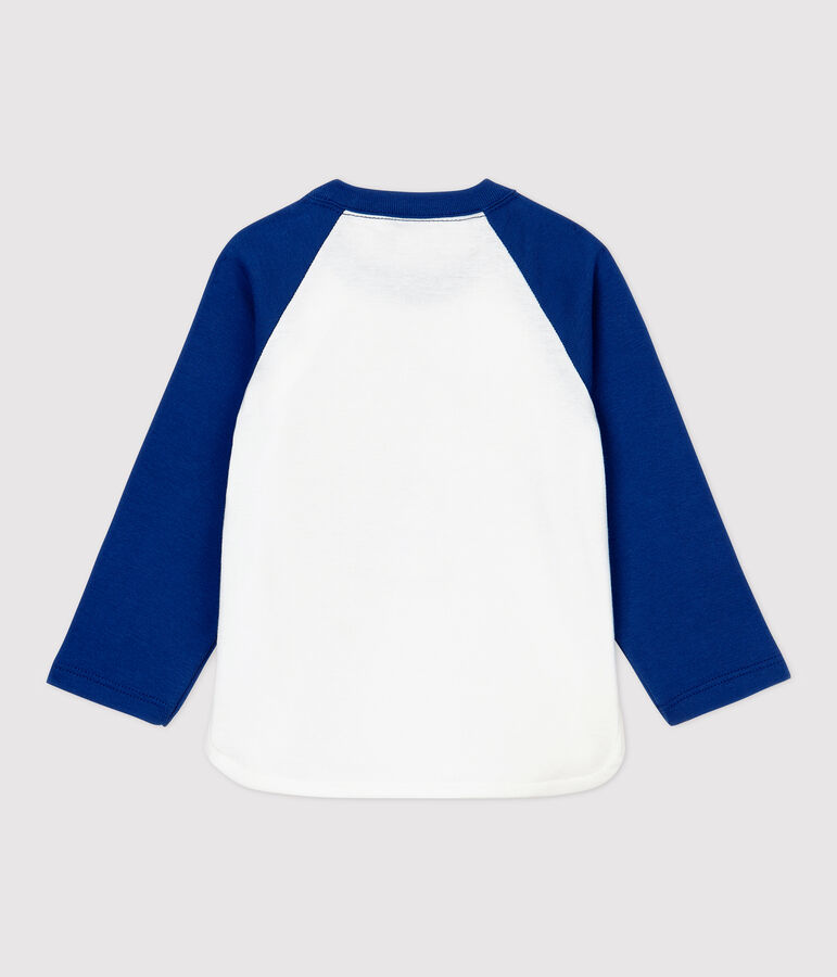 T-shirt in cotone beb&egrave;. bianco MARSHMALLOW/blu MAJOR