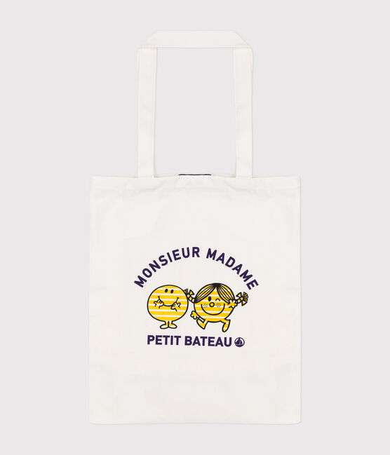 Borsa tote Monsieur Madame in cotone bianco MARSHMALLOW