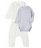 Completo 3 pezzi bebè unisex in tubique bianco MARSHMALLOW/blu TOUDOU/ MULTICO