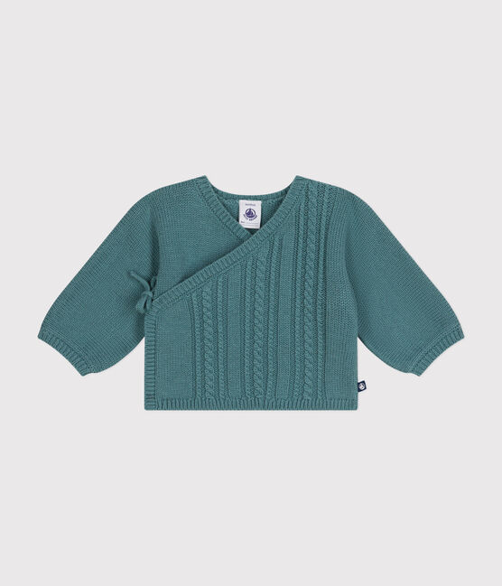 Cardigan in lana e cotone neonato verde PAUL