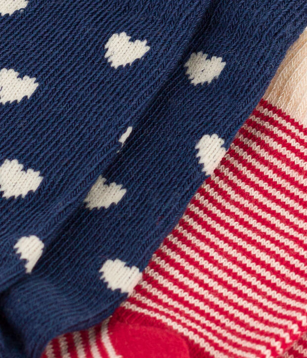Set di 2 paia di calzini beb&egrave; in jersey di cotone a cuori multicolore