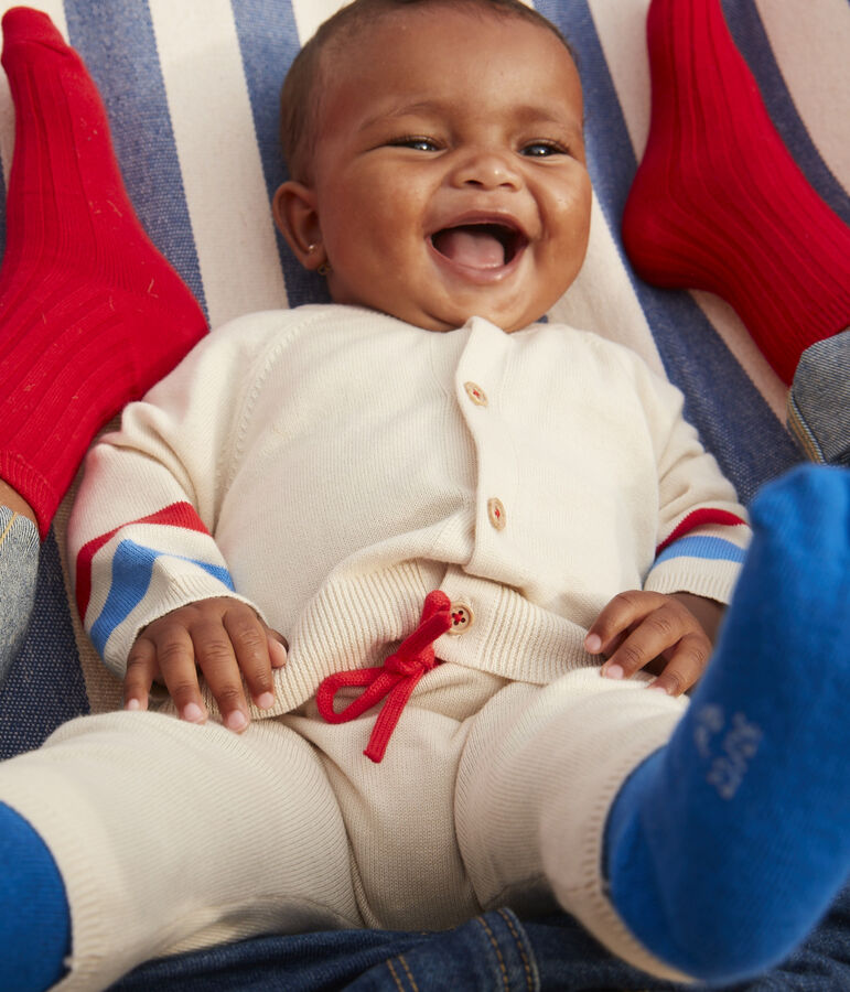 Completo beb&egrave; in tricot ecru/multicolore