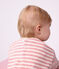 T-shirt a maniche lunghe in cotone a righe neonato. rosa/ecru