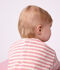 T-shirt a maniche lunghe in cotone a righe neonato. rosa/ecru