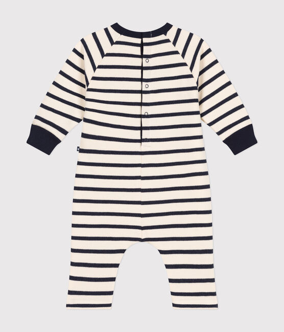 Tutina lunga in tessuto felpato neonato bianco AVALANCHE/blu SMOKING