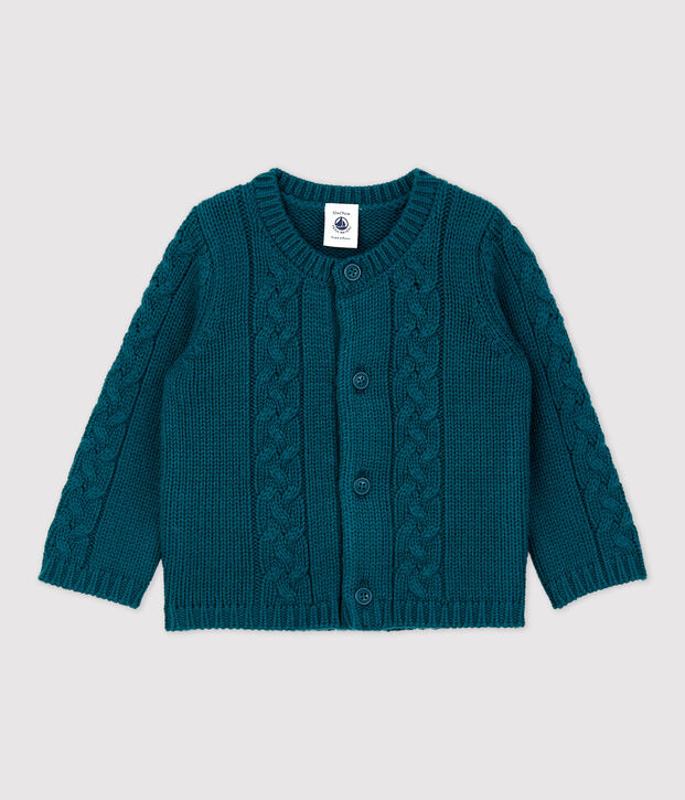 Cardigan in lana e cotone beb&egrave;. verde