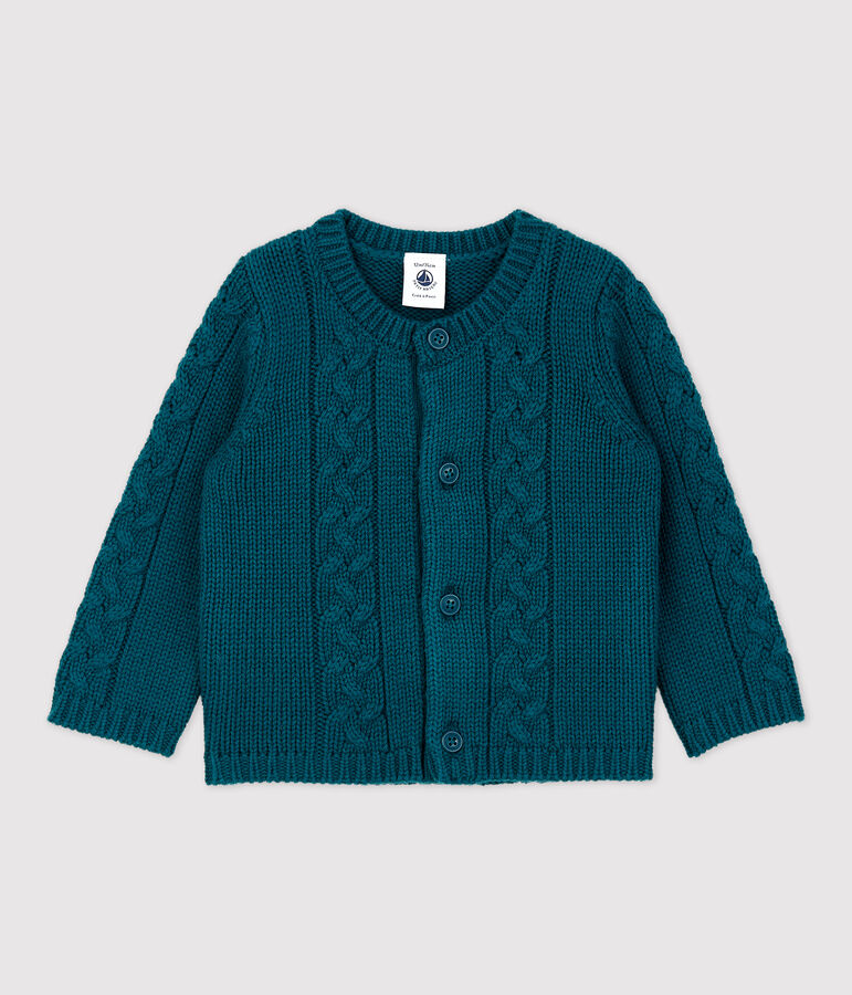 Cardigan in lana e cotone beb&egrave;. verde