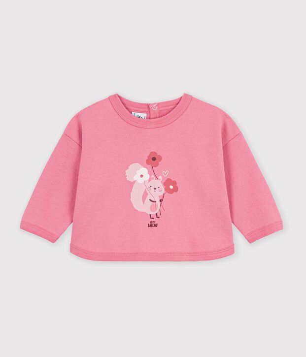 Felpa in cotone con stampa animalier neonato rosa