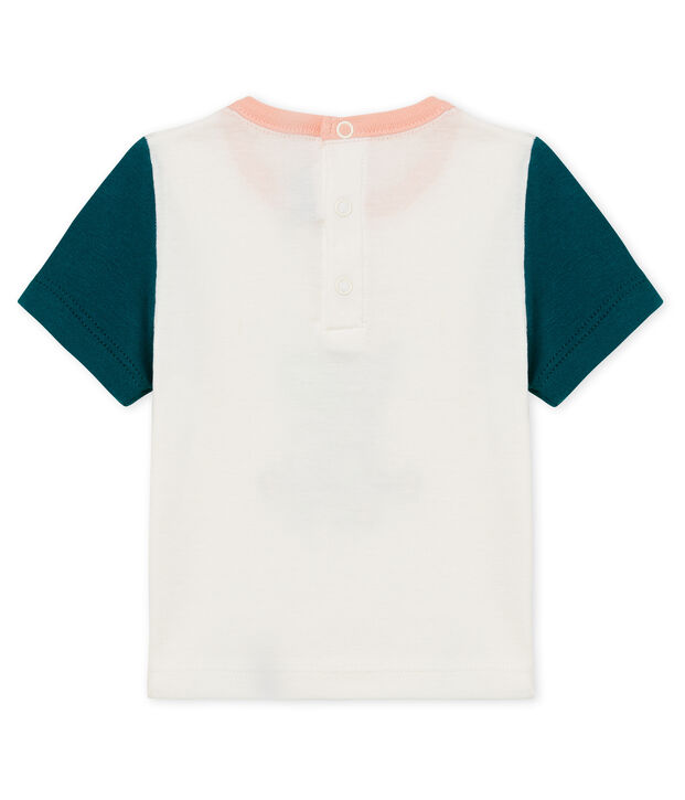 T-shirt mc beb&egrave; maschietto fantasia bianco/verde