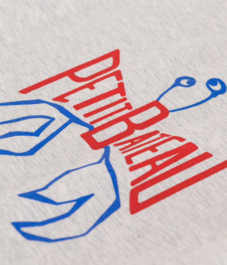 T-shirt a maniche corte in cotone con stampa bambino grigio