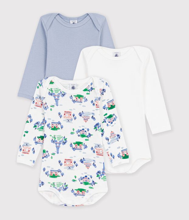 Set di body a maniche lunghe in cotone con stampa Parigi neonato multicolore