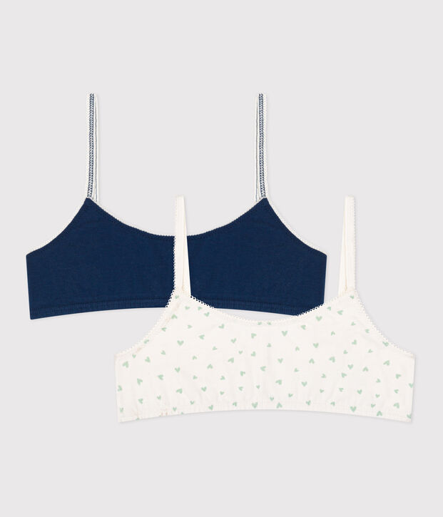 Set di 2 brassi&egrave;re in cotone ed elastan con cuori stampati bambina multicolore