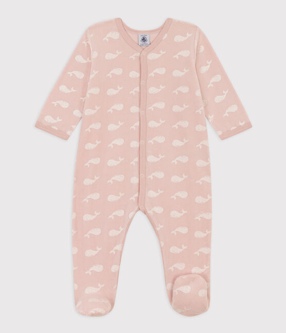 Tutina pigiama balene rosa in ciniglia SALINE/ MARSHMALLOW