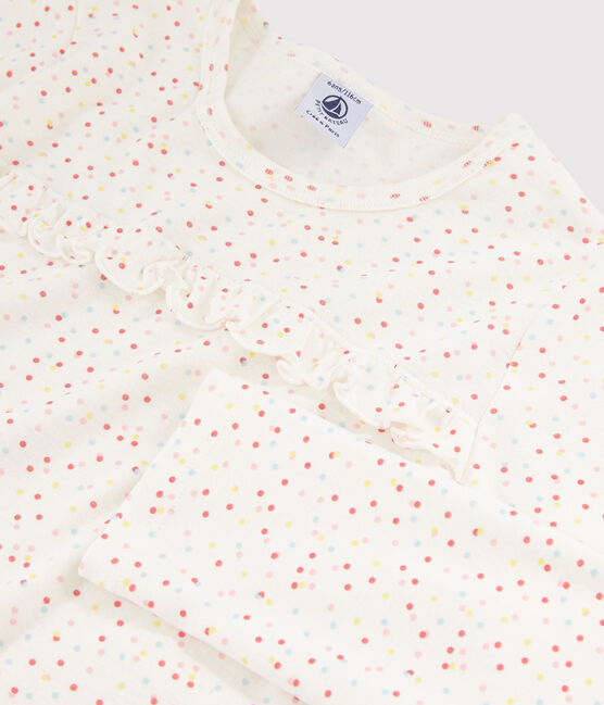 Pigiama pois multicolori bambina in cotone biologico bianco MARSHMALLOW/bianco MULTICO