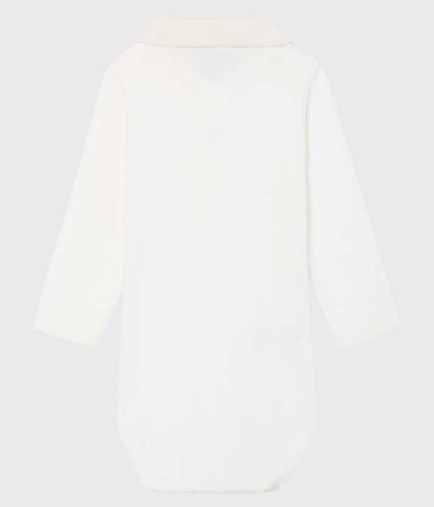 Body manica lunga beb&egrave; maschietto con colletto a polo bianco