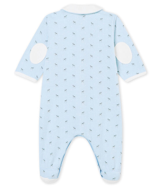 Tutina per bebé maschio in tubique stampata blu FRAICHEUR/bianco MULTICO