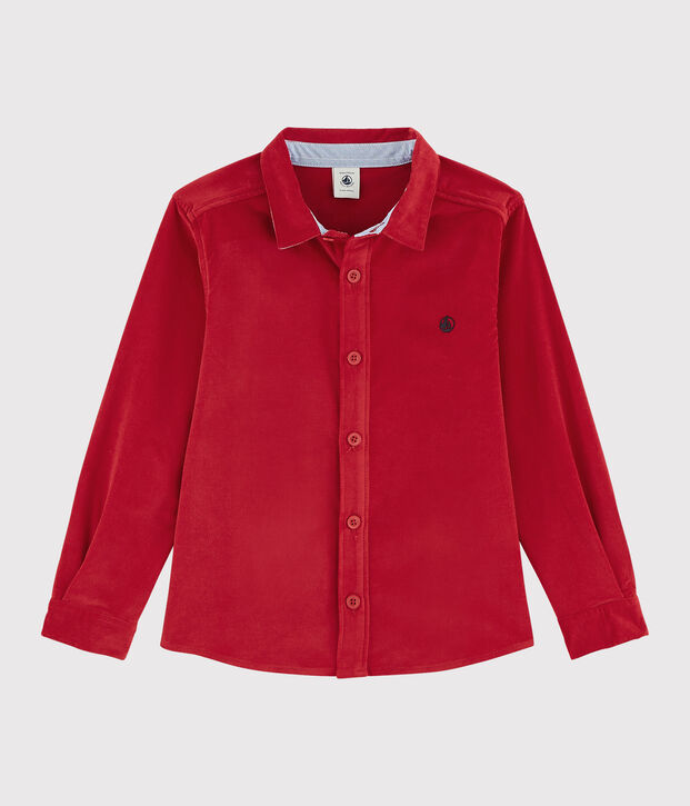 Camicia in velluto bambino rosso
