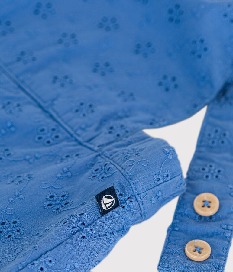 Salopette corta beb&egrave; in pizzo sangallo blu