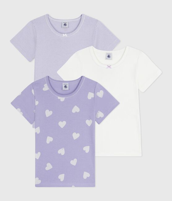 Set di T-ahirt a maniche corte in cotone con cuori stampati bambina variante 1