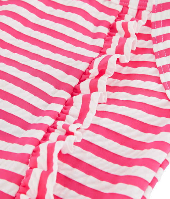 Costume da bagno intero a righe con dettagli di volant. rosa GEISHA/bianco MARSHMALLOW