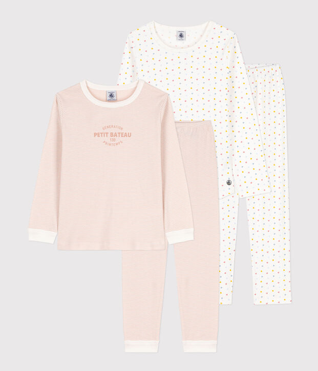 Confezione da 2 pigiami cuoricini in cotone bambina multicolore