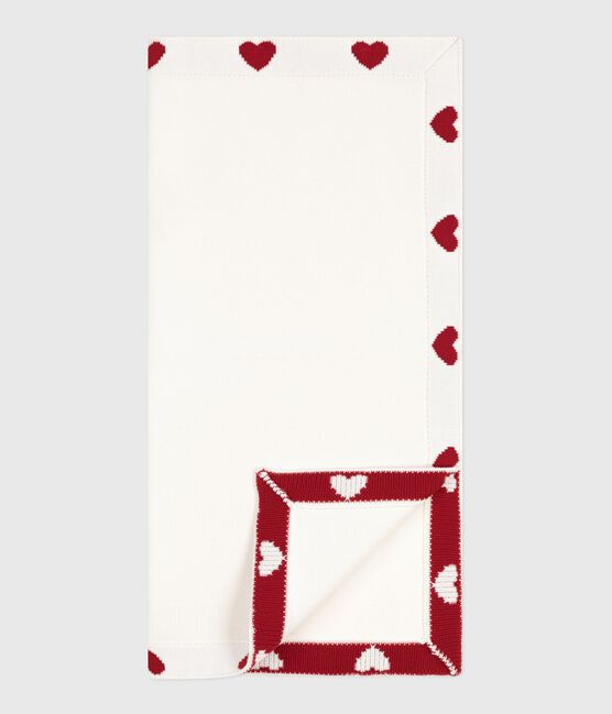 Coperta nascita in cotone bianco MARSHMALLOW/rosso TERKUIT