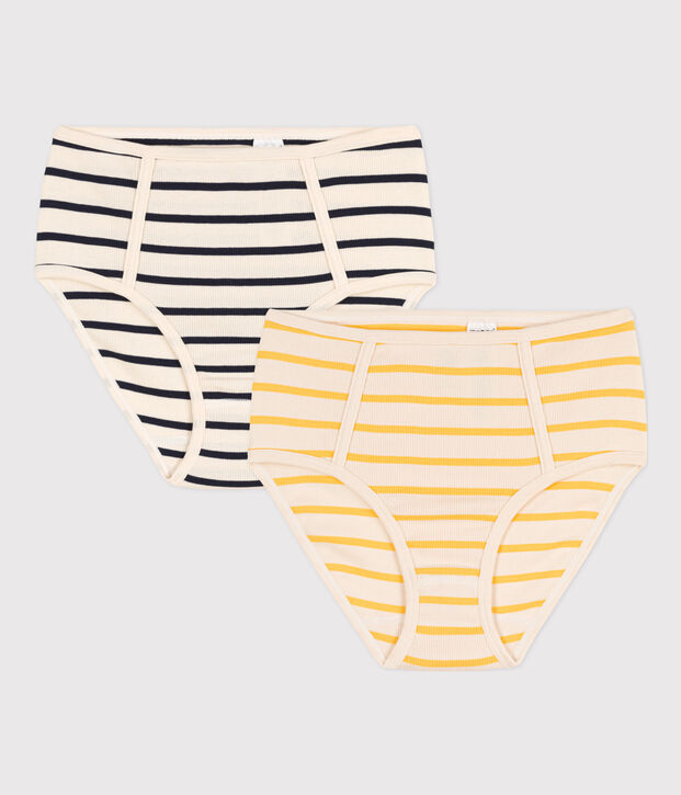 Confezione da 2 slip vita alta in cotone donna multicolore