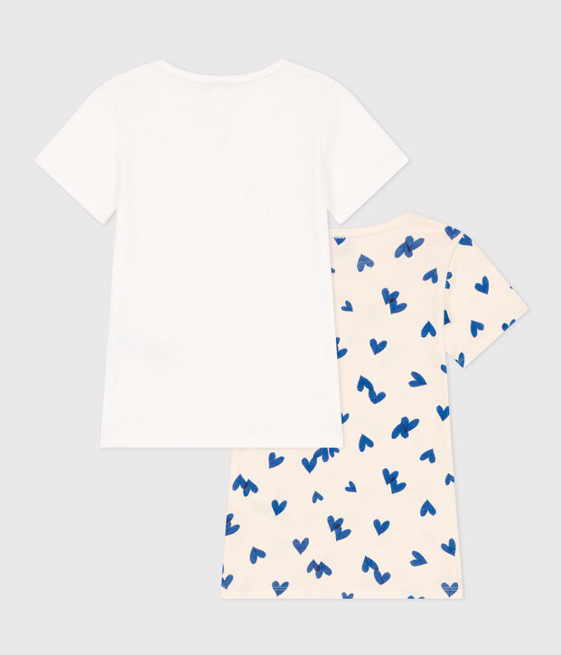 Confezione da 2 t-shirt a maniche corte bambina in cotone motivo cuore multicolore