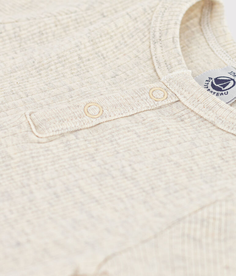 Body a manica corta scollo serafino in cotone beb&egrave; beige MONTELIMAR CHINE