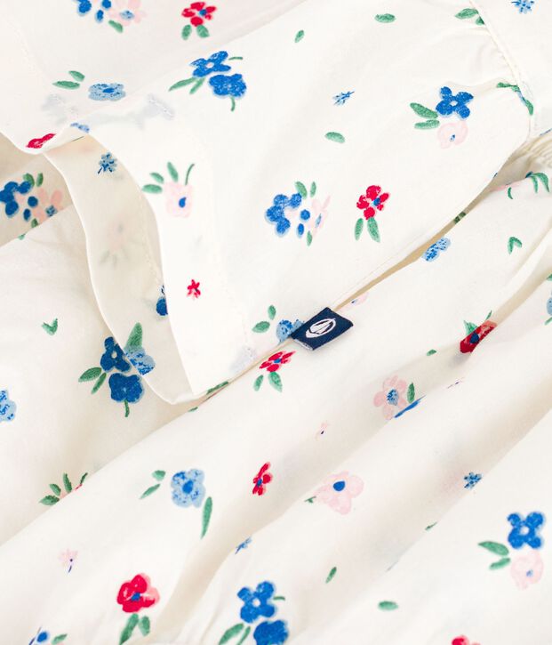 Abito neonata a maniche corte in cotone e bloomer abbinato con stampa a fiori bianco/multicolore