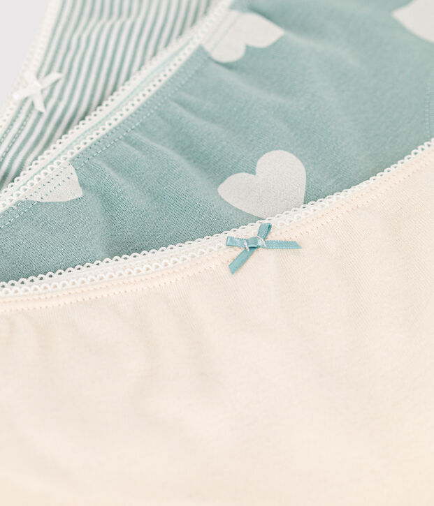 Confezione da 3 shorty bambina in cotone motivo cuore multicolore