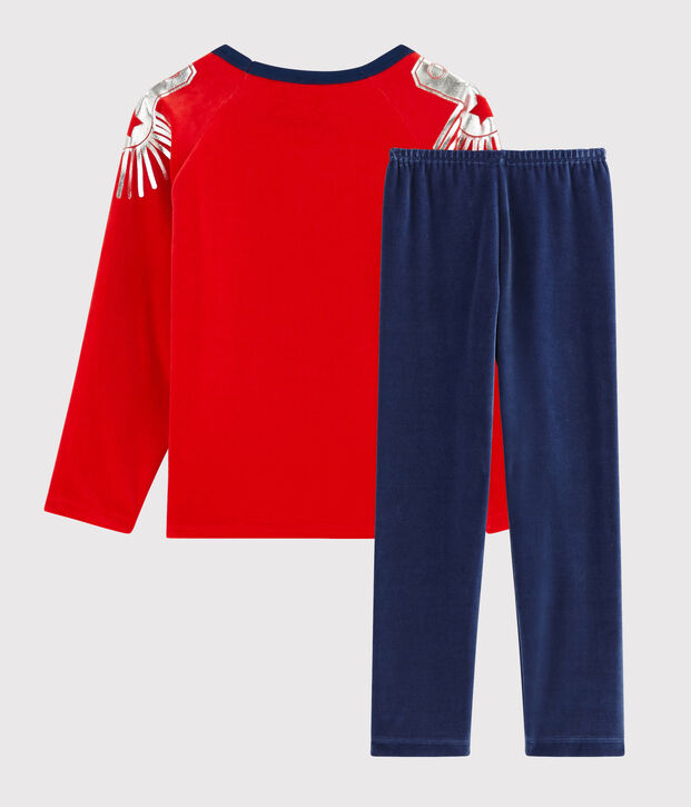 Pigiama maschera in ciniglia bambino blu/rosso