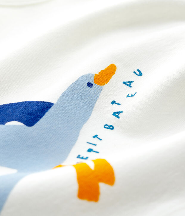 T-shirt maniche corte a costine beb&egrave; maschio bianco