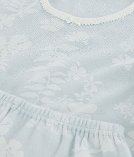 Pigiama corto fantasia hawaiana blu bambina in cotone PLEINAIR/ MARSHMALLOW