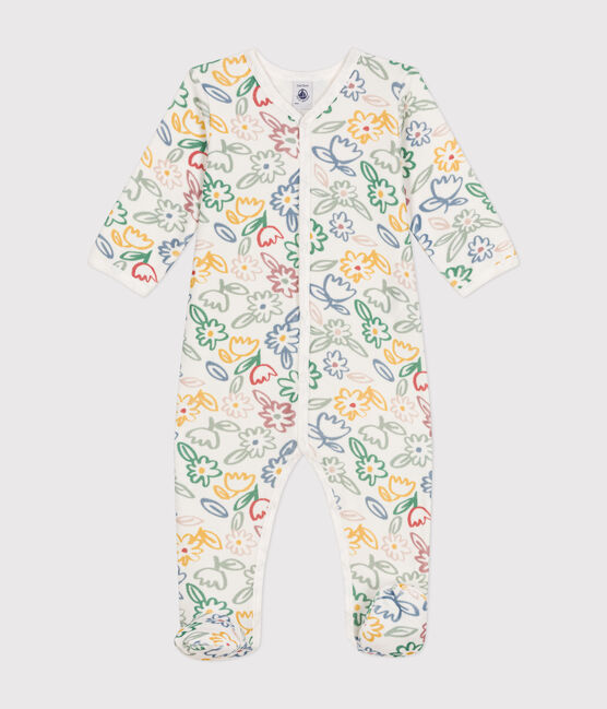 Pigiama in velluto con stampa a fiori neonato bianco MARSHMALLOW/bianco MULTICO