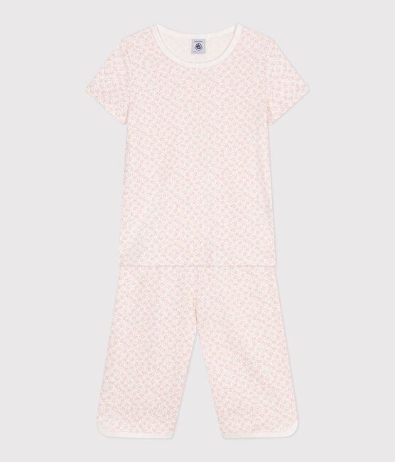 Pigiama capri in cotone con stampa a fiori bambina MARSHMALLOW/ PANTY