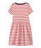 Abito bambina rigato bianco MARSHMALLOW/rosso TERKUIT