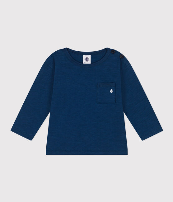 T-shirt a maniche lunghe in jersey fiammato per bebè blu INCOGNITO