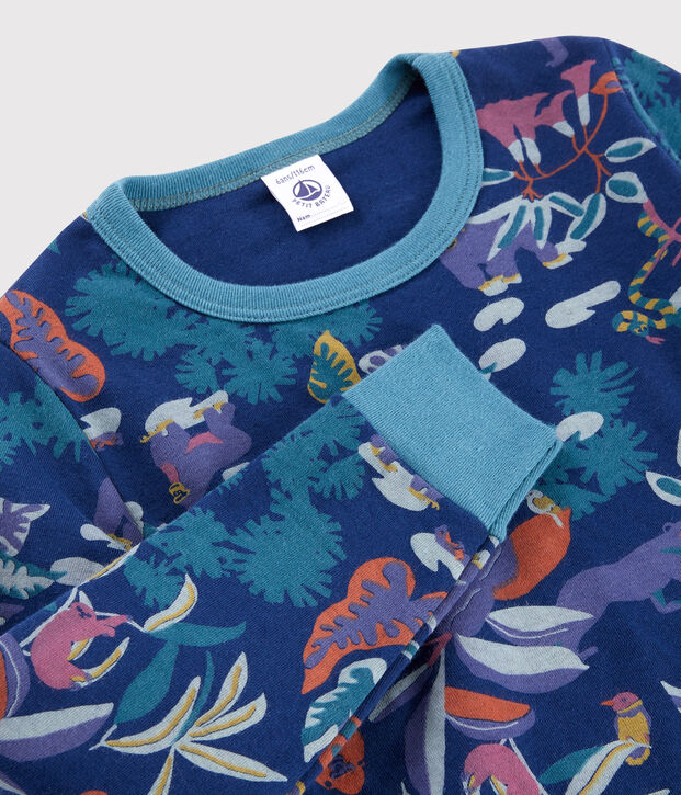 Pigiama fantasia giungla bambino in tubique blu/multicolore