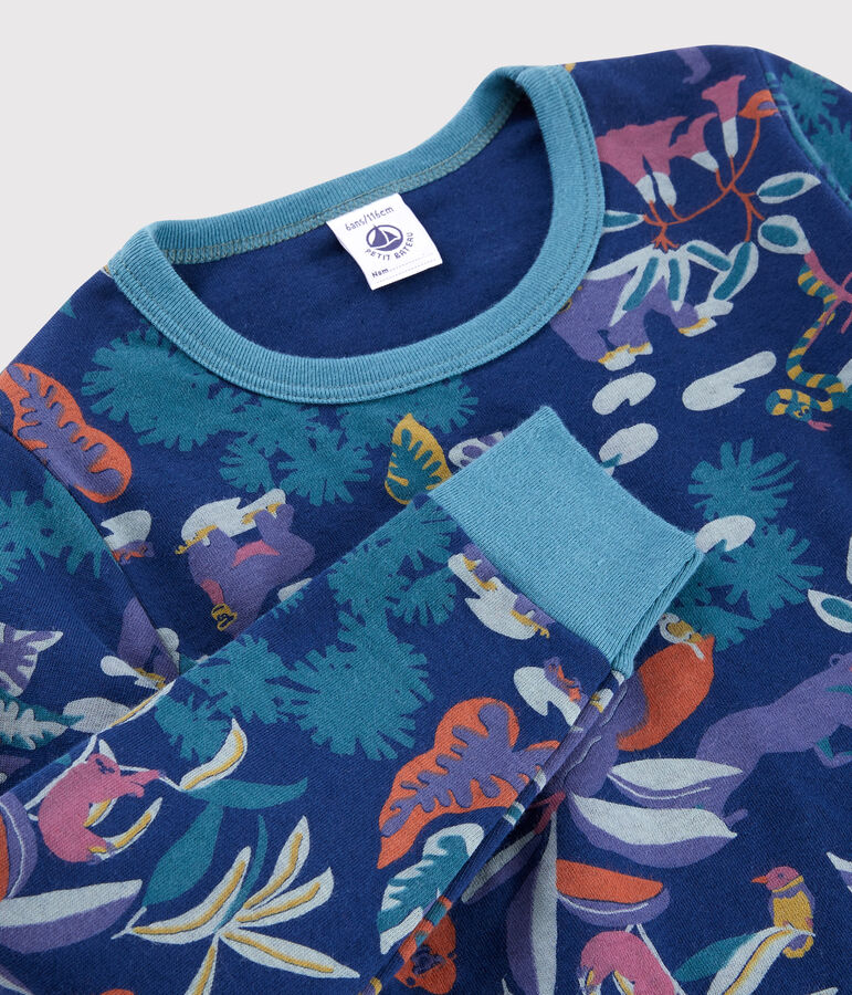 Pigiama fantasia giungla bambino in tubique blu/multicolore