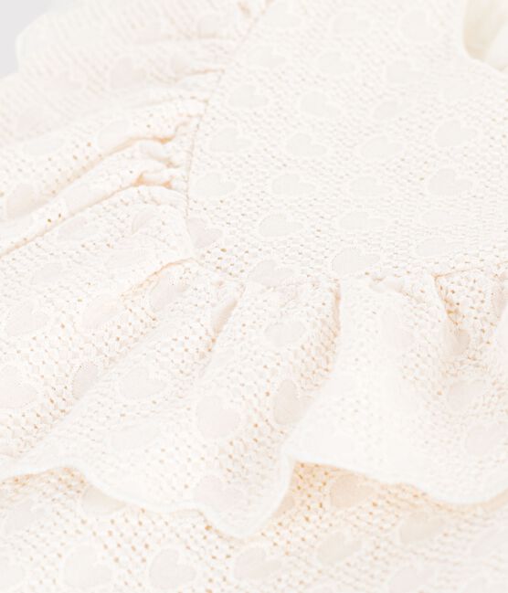 Abito a maniche corte in cotone a cuori bambina bianco MARSHMALLOW