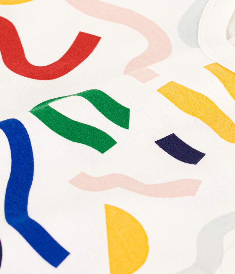 Tutina corta beb&egrave; in tessuto felpato bianco/multicolore